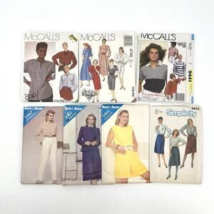 Vintage Lot of 7 Womens Clothing Sewing Patterns Size 8-12 Cut & Uncut 1980s